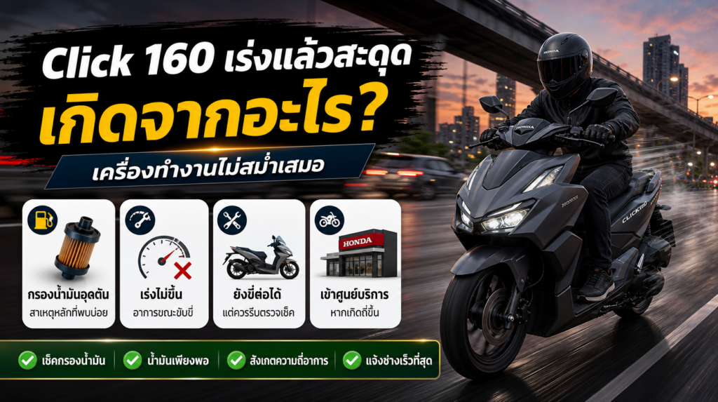 อินโฟกราฟิก Honda Click 160 เร่งแล้วสะดุด เครื่องทำงานไม่สม่ำเสมอ