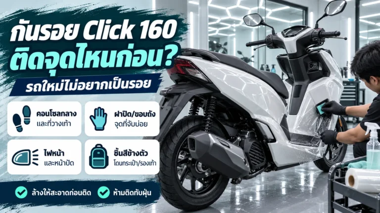 กันรอย Click 160 จุดไหนควรติดก่อน รถใหม่ไม่อยากเป็นรอย